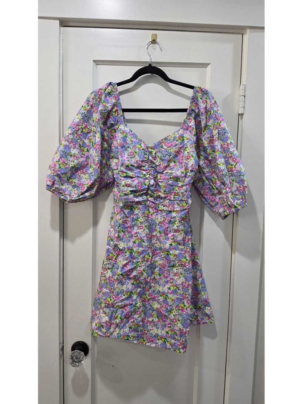 Miss Selfridge Floral Puff Sleeve Dress UK 10 EUR 38 US 6 Cotton